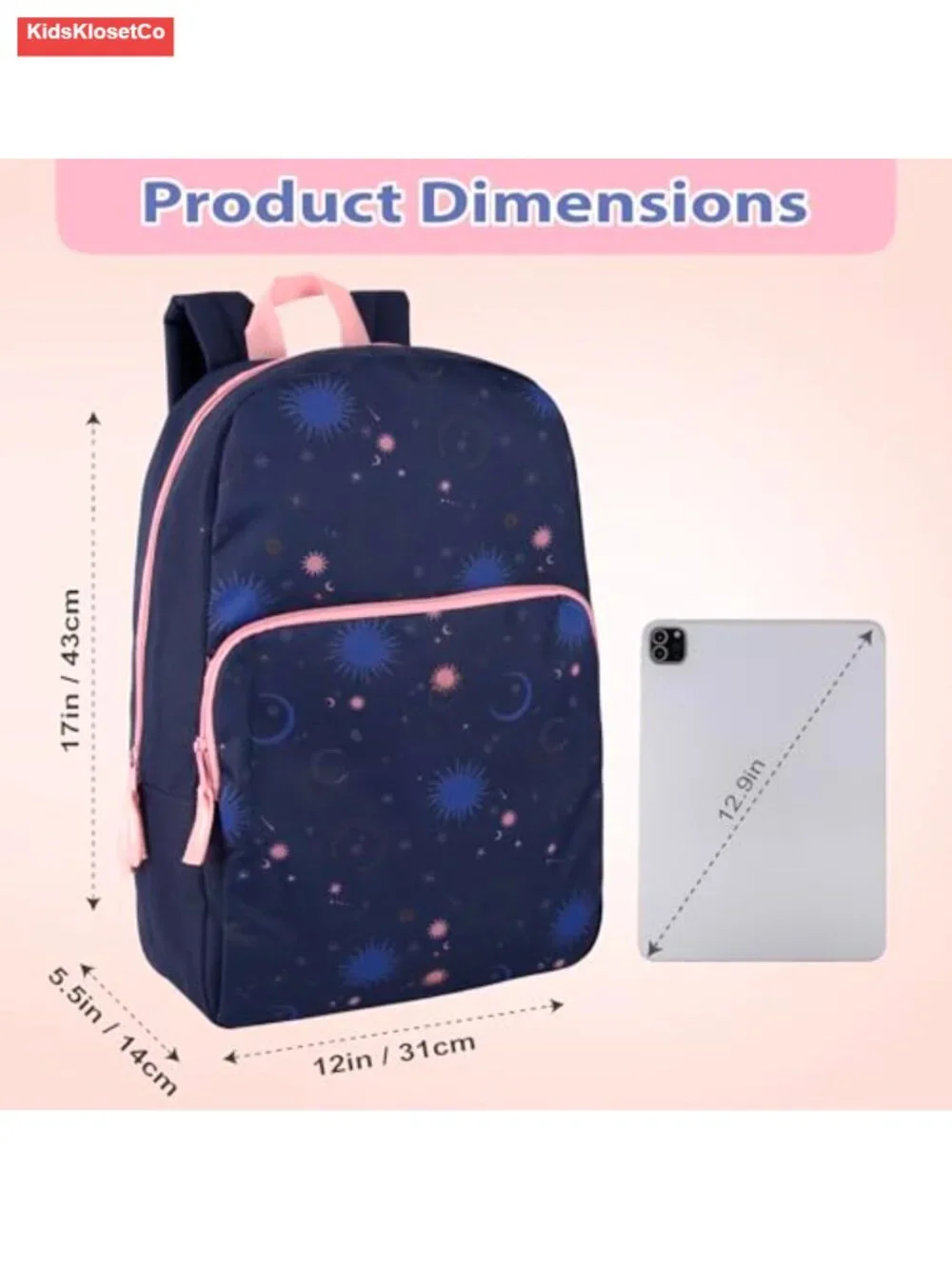 Kids Backpack 17 Inch Printed School Bag Travel Elementary Middle